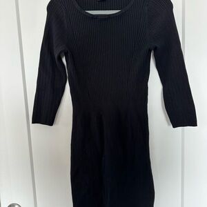 Elegant Black Ribbed Knit Dress